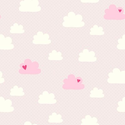 Witte en roze wolken op een roze achtergrond