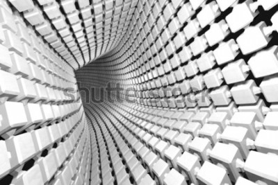 Canvas Witte geometrische 3D tunnel