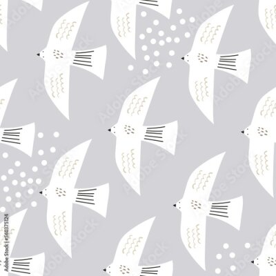 Witte vogels op een grijze achtergrond