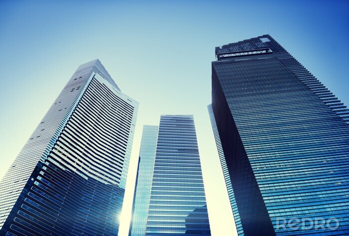 Canvas Wolkenkrabbers op een blauwe achtergrond