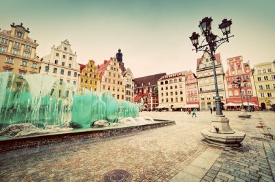 Wroclaw, Polen. Het marktplein met de beroemde fontein