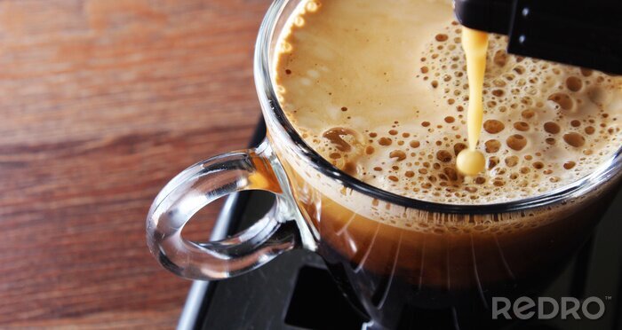 Canvas coffee glass espresso coffee machine wooden background