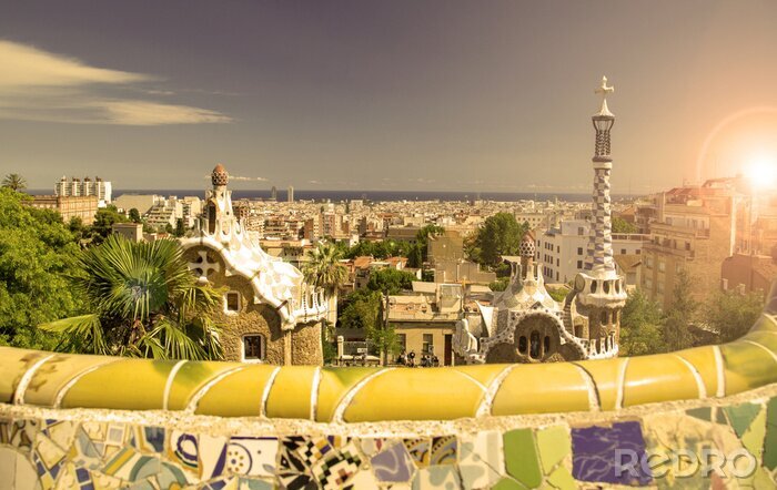 Canvas Park Guell in Barcelona, ​​Spanje.
