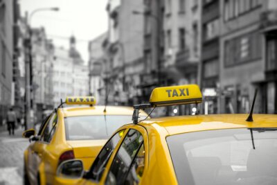 Canvas Yellow Taxi auto's op de straat