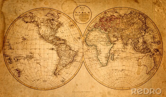 Canvas Zeer oude wereldkaart