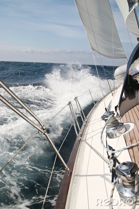 Canvas Zeilboot en uitzicht op het water