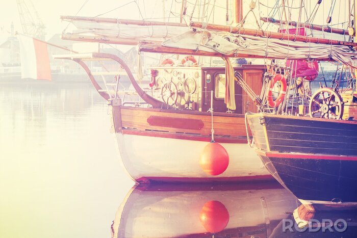 Canvas Zeilboten in de haven