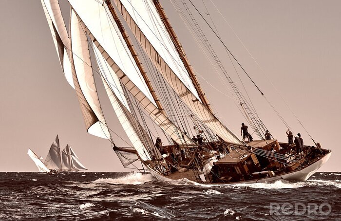 Canvas Zeilschip jachtrace. Yachting. Het zeilen. Regatta. Klassieke zeiljachten en zeilboten