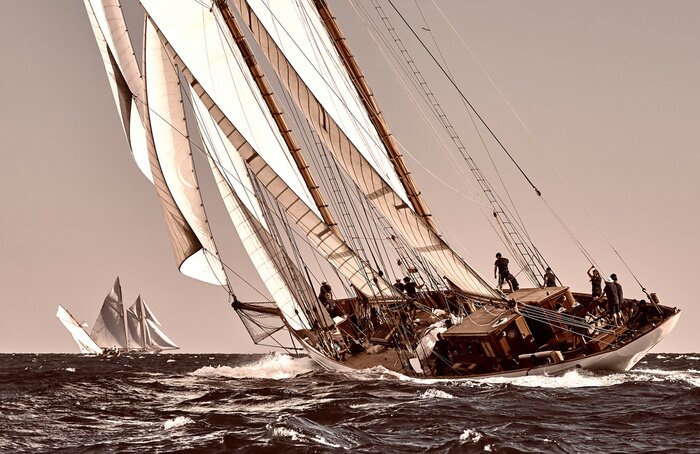 Canvas Zeilschip jachtrace. Yachting. Het zeilen. Regatta. Klassieke zeiljachten en zeilboten