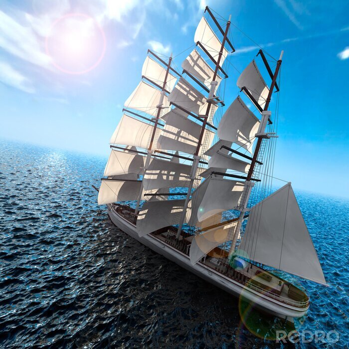 Canvas Zeilschip op zee