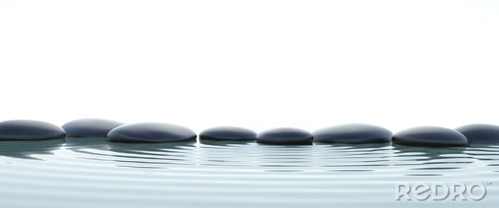 Canvas Zen stenen in het water op breedbeeld