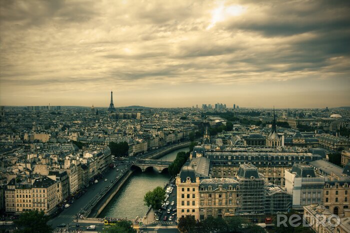 Canvas Zicht op Parijs skyline van de Notre Dame de Paris