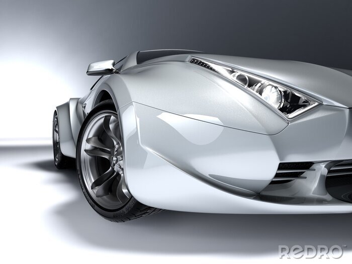 Canvas Zilveren sportwagen