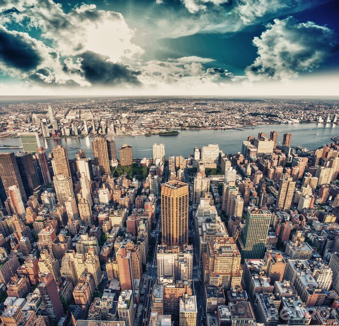 Canvas Zomerse zonsondergang boven Manhattan