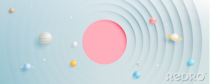 Canvas Zonnestelsel gemaakt van papier