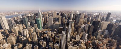 Zonnig panorama van New York