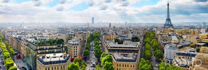 Canvas Zonnige skyline van Parijs