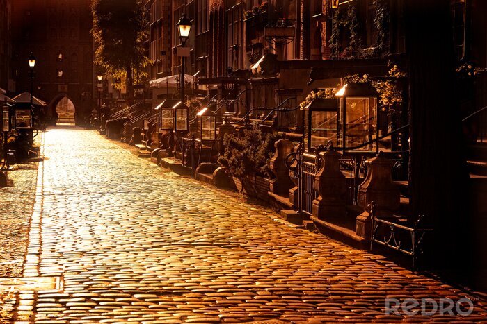 Canvas Zonnige straat in de stad Gdansk