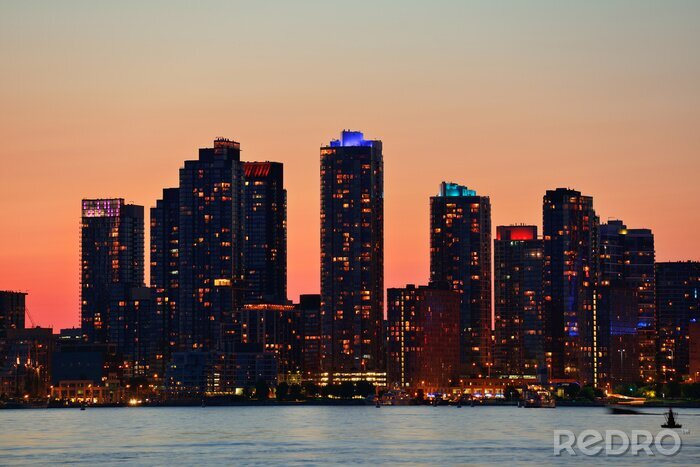 Canvas Zonsondergang achter de skyline van Toronto