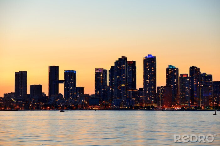 Canvas Zonsondergang achter Toronto