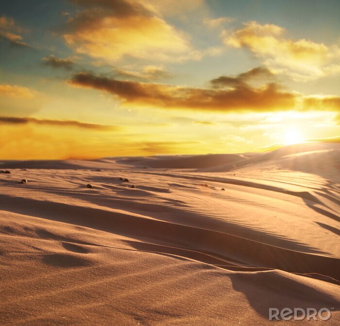 Canvas Zonsondergang en woestijnlandschap