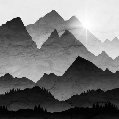 Zonsondergang in de bergen