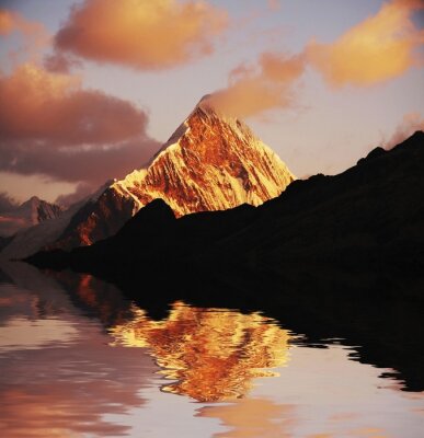 Canvas Zonsondergang in de bergen