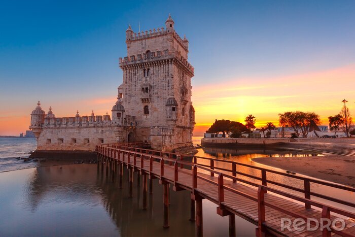 Canvas Zonsondergang in Lissabon
