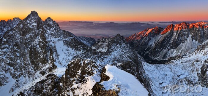 Canvas Zonsopgang in Hoge Tatra - Slowakije Foto uit de bergen - Rysy