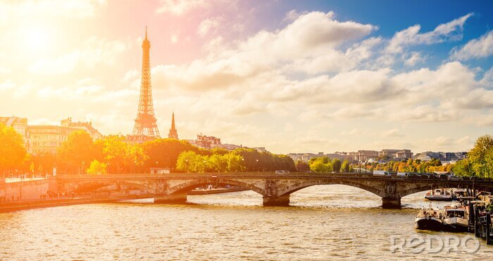 Canvas Zonsopgang Parijs en de Eiffeltoren