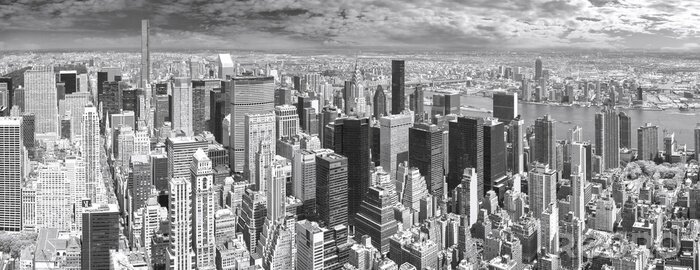 Canvas Zwart en wit panorama van Manhattan, New York, USA.