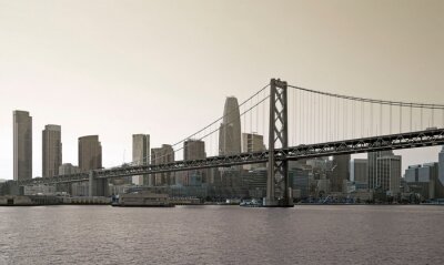 Zwart en wit skyline van San Francisco