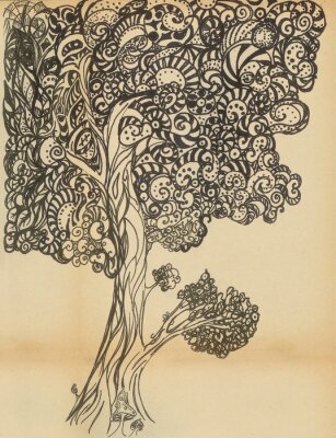 Canvas Zwart-wit afbeelding met een boom