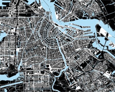 zwart-wit amsterdam city map