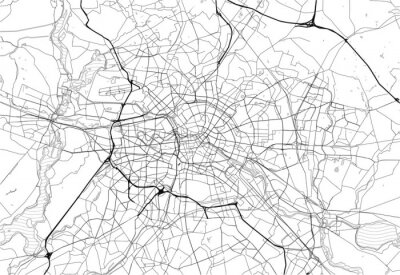 Canvas Zwart-wit kaart van Berlijn