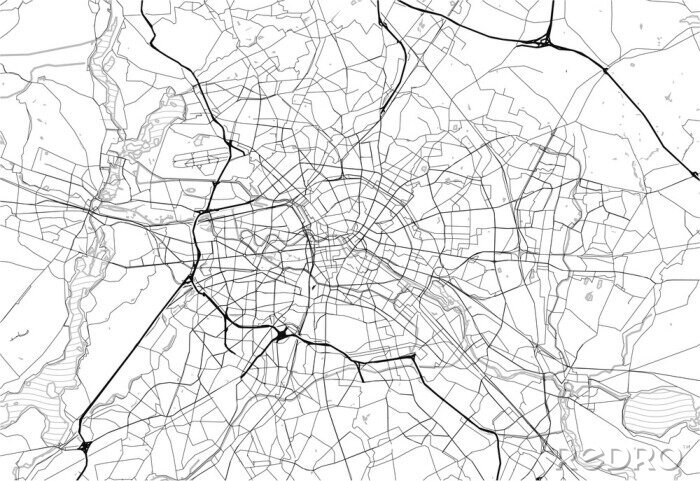 Canvas Zwart-wit kaart van Berlijn