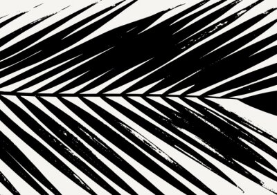 Canvas Zwart-wit palmboomblad