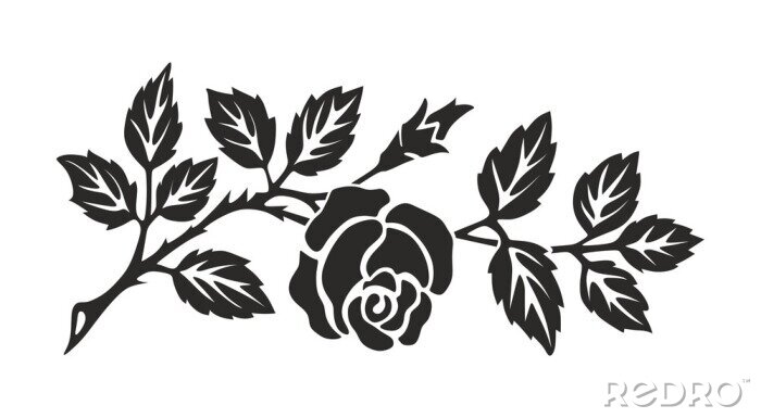 Canvas Zwart-wit patroon met een roos