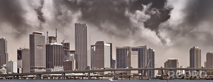 Canvas Zwart-wit skyline van Miami