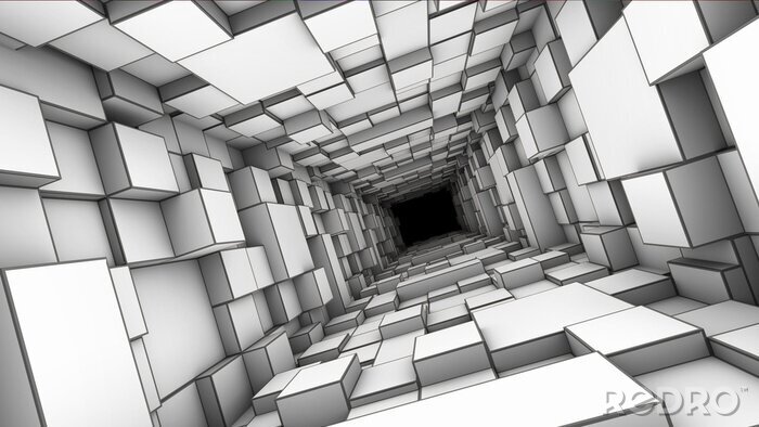 Canvas Zwart-wit tunnel