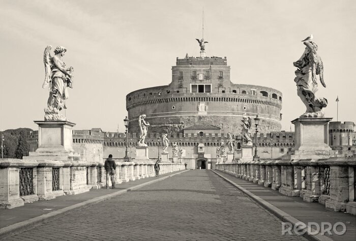 Canvas Zwart-wit weergave van Rome
