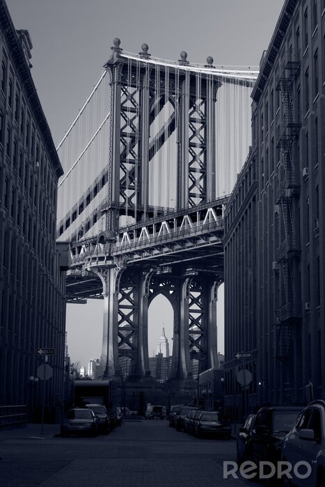Canvas Zwart-witte brug in Manhattan