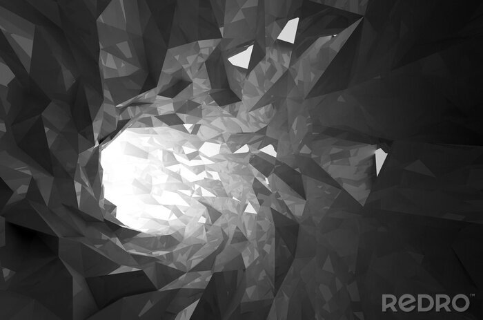 Canvas Zwart-witte kristallen tunnel