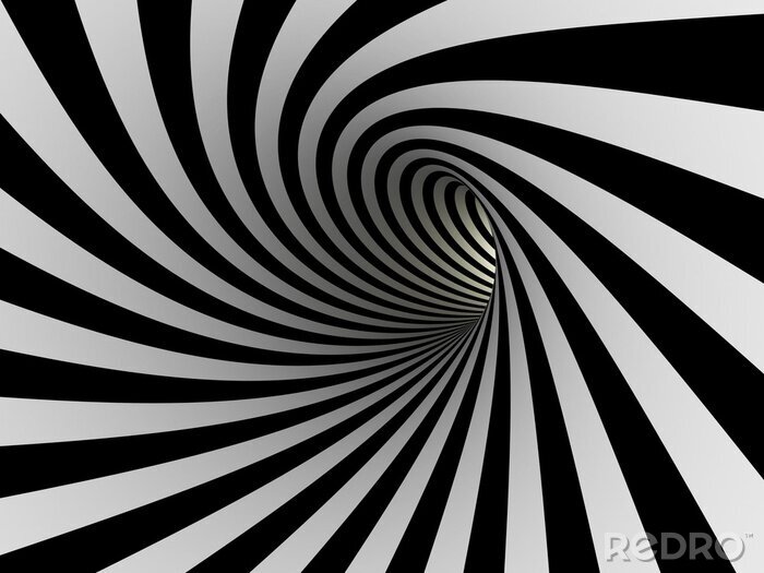 Canvas Zwart-witte tunnel van een andere dimensie