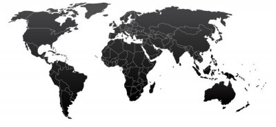 Zwart-witte wereldkaart