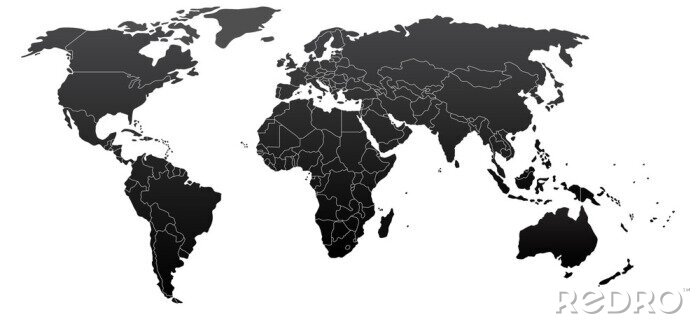 Canvas Zwart-witte wereldkaart