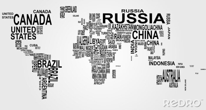 Canvas Zwarte letters op wereldkaart