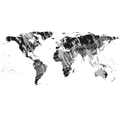 Canvas Zwarte wereldkaart met grijs