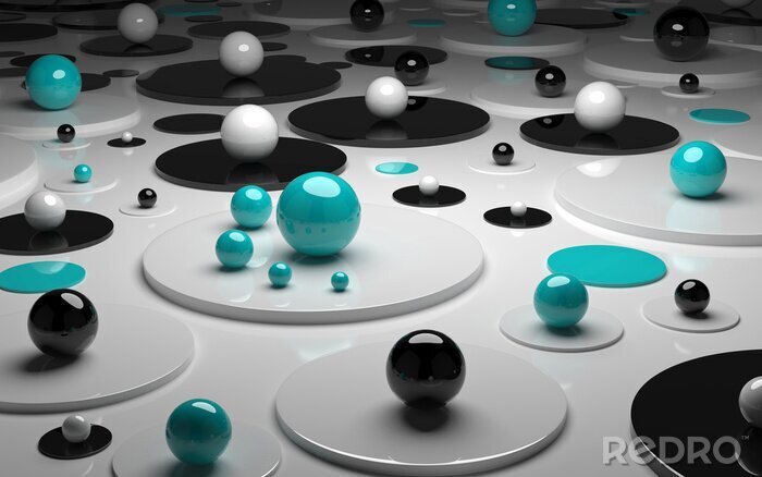 Fotobehang 3D abstracte ballen met turkoois