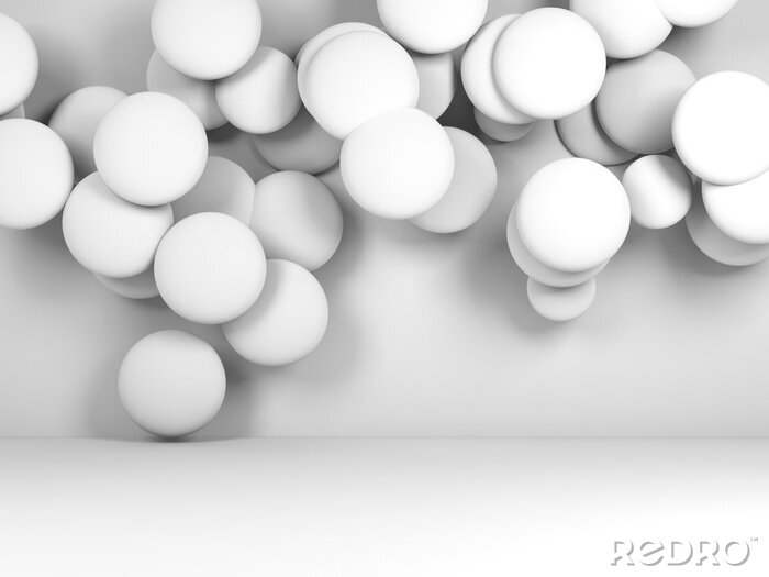 Fotobehang 3D ballen in witte kamer